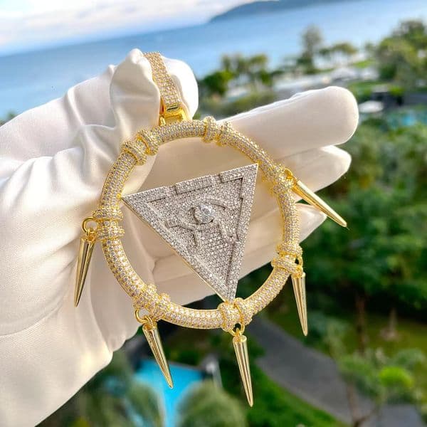 Elegant Millennium Ring Shape Hip Hop Certified Gold Pendant Real Dia Necklace With Cuban Chain for Your Gentlemen
