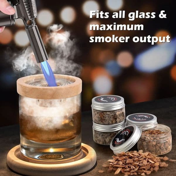 Cocktail Smoker Set Bar Wooden Smoked Wood Hood Whiskey Smoking Chips Box Cocktails Infuser Kit Kitchen Accessories 250218BJ
