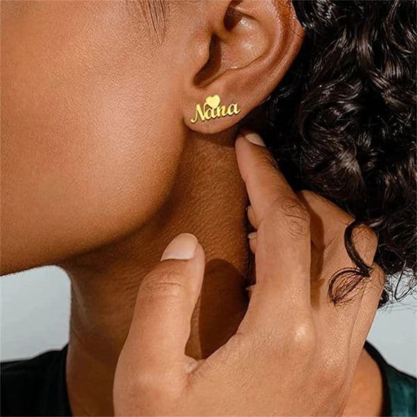 Custom Name Earring Heart Star Stainless Steel Gold Color Personalized Stud Earrings Customized Jewelry for Women Gift 250218