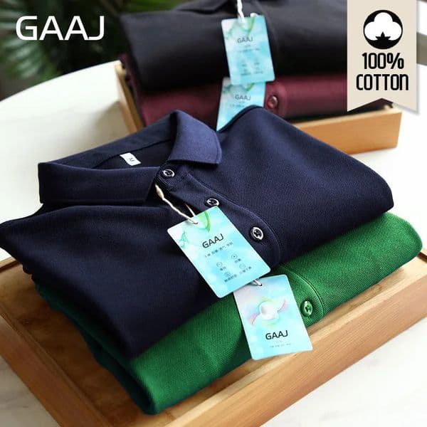 GAAJ 100 cotton polo mens shirt light shirt fashionable short sleeved top golf apparel sports T-shirt mens womens clothing 250222