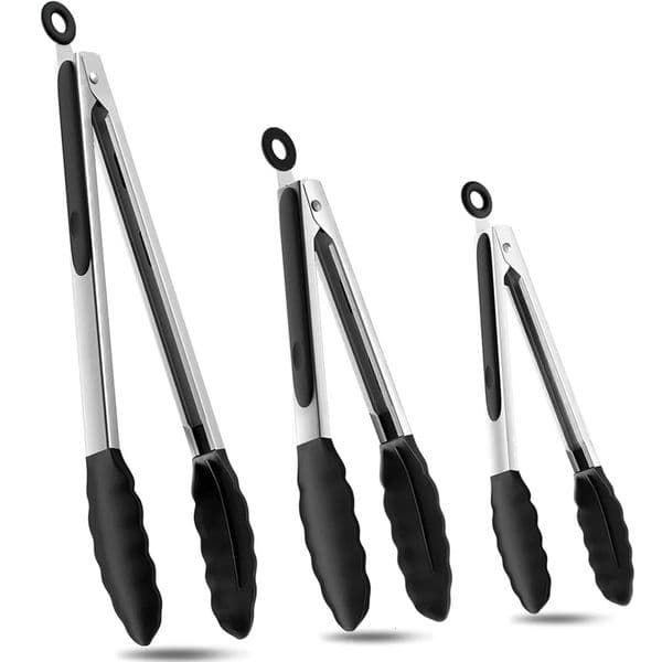 Silicone BBQ Grilling Tongs Kitchen Cooking Salad Bread Serving Tong Non-Stick Barbecue Clip Clamp Stainless Steel Tools Gadgets 250222BJ