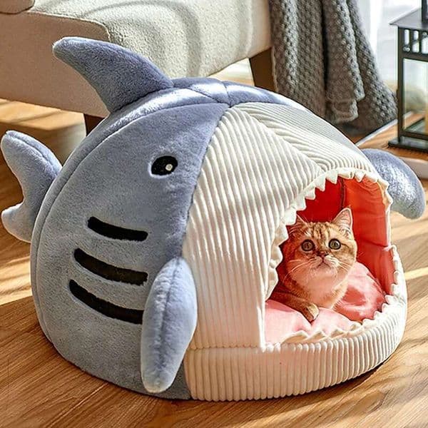Warm Cartoon Shark Beds Sweet Kittens Basket Cushion Cat Pillow Mat Tent Puppy Nest Cave Pet Goods