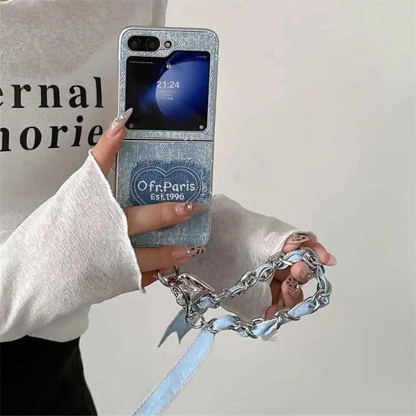 Embroidered Love Cowboy Phone Case for Galaxy Z Flip 6 5 4 3 Cover X250224