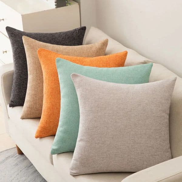 Scandinavian ins style solid colour pillow cover heavy cotton linen living room sofa cushion winter waist pillow case 250224
