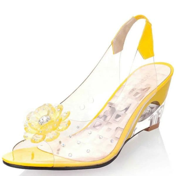 65CM Wedges Sandals Women Summer Sweet Flowers Transparent Open Toe Heel Sandals Fishmouth Red Sandals Plus Size49 250218