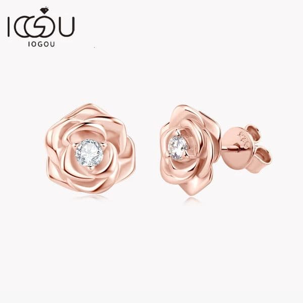 Vintage Rose Flower Stud Earrings D Color m Simple Diamond Earrings 925 Sterling Silver Fine Jewelry Gift for Women 250221