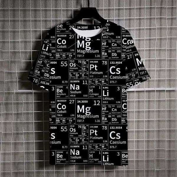 3D Printed Math Formula T-Shirt For Men Experiment Pattern T Shirts Summer Casual Short Sleeves Round Neck Tops Trend Loose Tees W250224