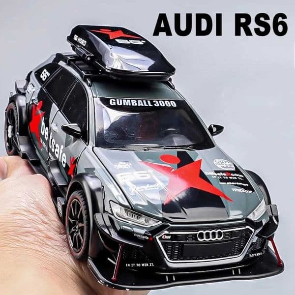 Scale 1 24 Audi RS6 Modified Alloy Toy Sports Car Model Door Open Music Light Mini Car Childrens Gift Toy Z250224