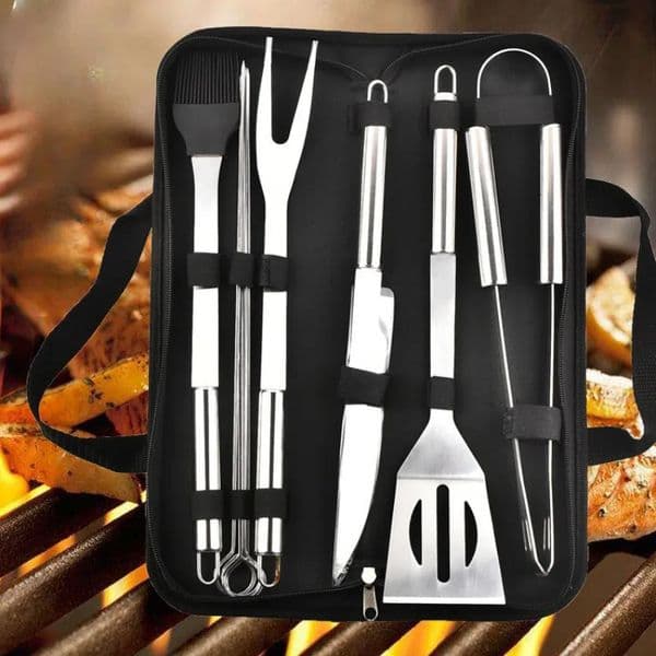 Stainless steel oven set barbecue combination tool outdoor BBQ barbecue set barbecue set storage portable cloth bag baking tool 250222BJ