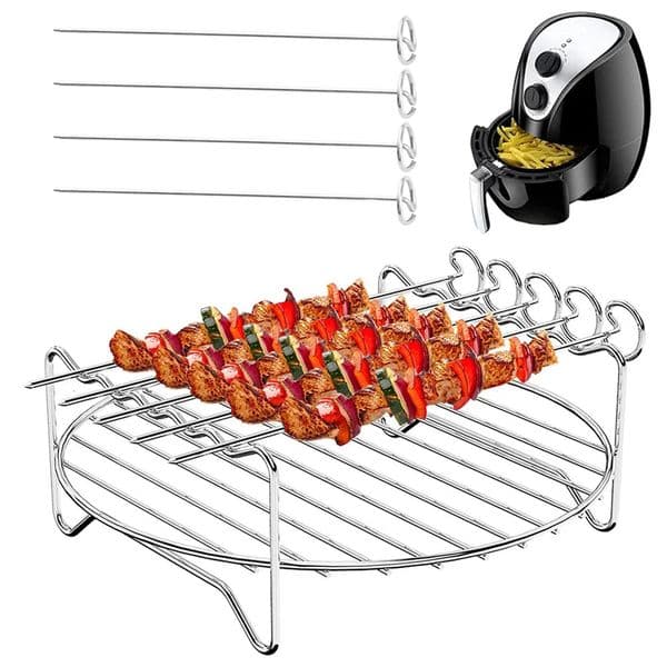 Air Fryer Stainless Steel Rack Tray Steaming Racks Air Fryer Tools Baking Pan BBQ Grill Baking Cooker Accessories Cooking Tools 250222BJ