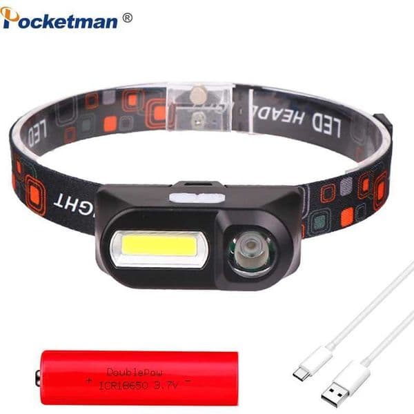 Super Bright COB+LED Headlamp 18650 Rechargeable Headlight Waterproof Head Lamp Mini Head Flashlight for Camping Hiking X250225