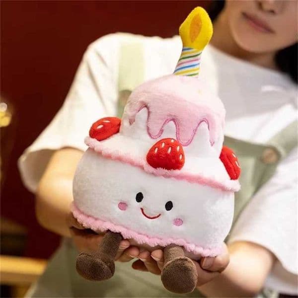 Jelly Cat Strawberry Toys Plush Food Dessert Pillow Cute Sweet Birthday Cake Candle Party Decoration Creative GiftsW260209