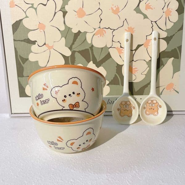 4.75 inch rice bowl Large capacity complementary food bowl Ceramic student dormitory bowl