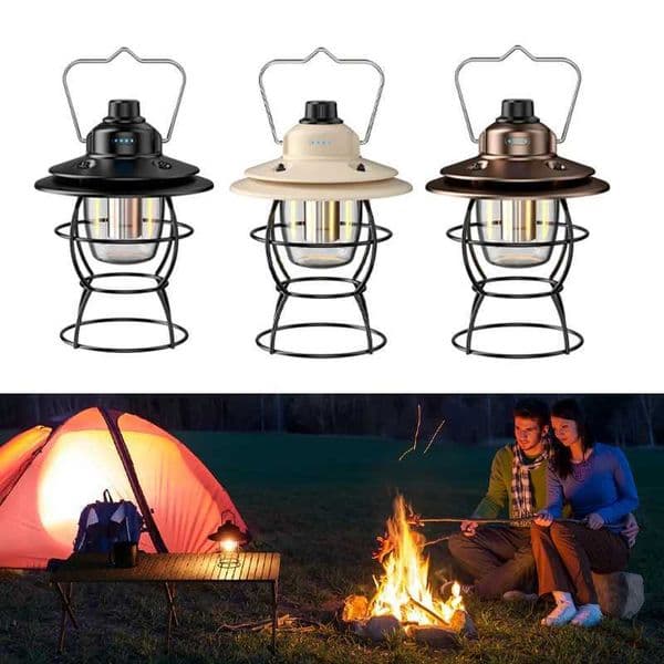 Retro Camping Lantern Outdoor Hanging Light Vintage Lamp For Garden Yard Patio Xmas Party Decor USB Rechargeable Tent Night Light Z250225