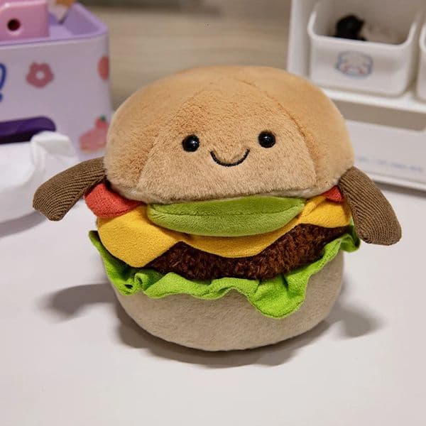 15cm Cute Cartoon Stuffed Animal Hamburger Plush Toy for you kids Gift Holiday Birthday 250224