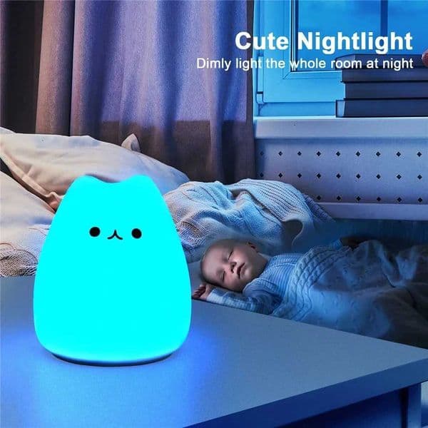 Cat lamp cute night light gift suitable for women teenagers girls baby night lights childrens bedroom silicone night lights Z250225