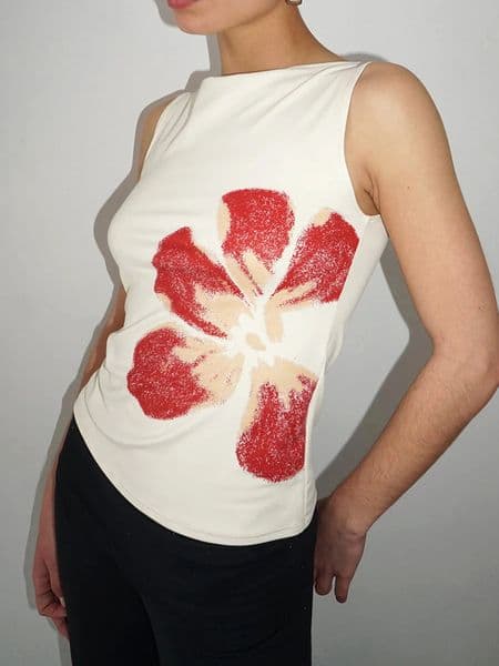 2024 Fashion Womens Crop Tank Tops Fitted Flower Print Boat Neck Sleeveless Summer Tops for Party Club 250224BJ