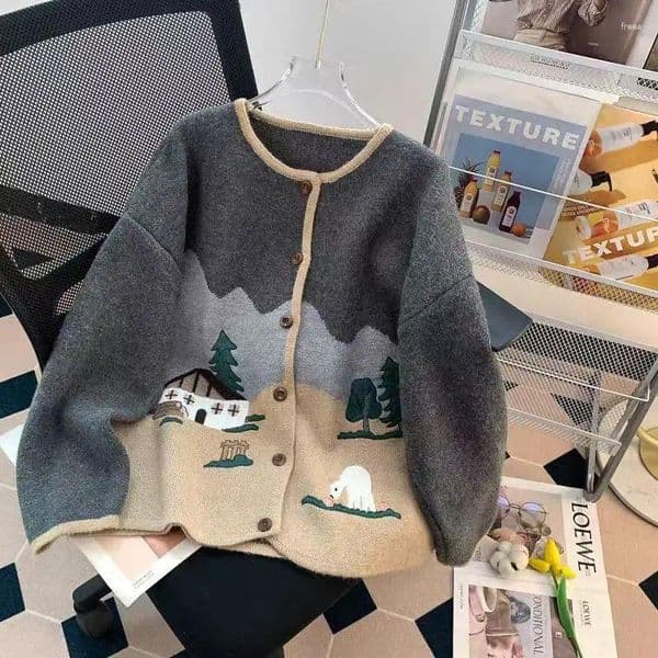 Women's Sweaters Japanese Sweet Age-reducing Embroidered Knitted Cardigan Sweater For Women In Spring And Autumn Loose Lazy Style Outer Wear