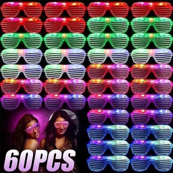1-60PCS 6 Neon Colors Eyeshade Lampshade Luminous LED Glasses Christmas Party Mardi Gras Decoration Party Glasses X250225