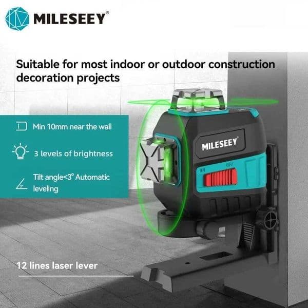 MiLESEEY 12 Lines 360 laser level 5 Lines Green Nivel Laser Professional Adjustable Laser Line Brightness X250225
