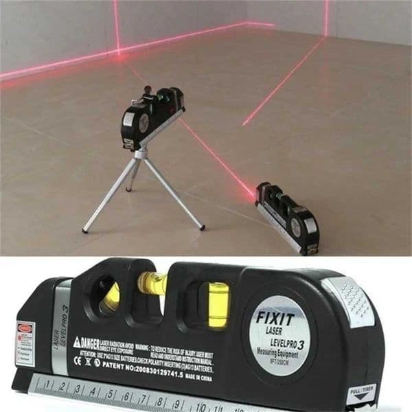 New Wholesale Home Multi Function High Precise Leveling Instrument Steel Ruler Straight Line Laser Leveler Vertical Measure Tape Free S 1011