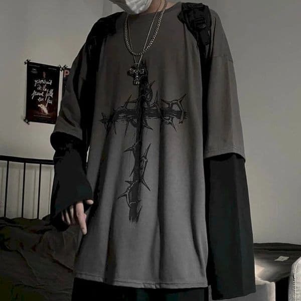 Men T Shirts autumn men Clothes anime casual Long Sleeved Oversized Y2K TShirt Harajuku Streetwear Academia Hip Hop tee tops 250222