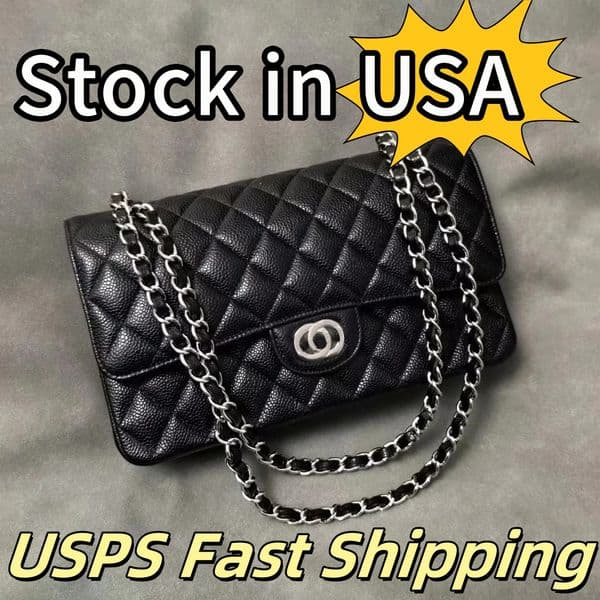 10A Top Tier Womens Mini Square Bag Real Leather Medium Caviar Lambskin Quilted Purse Small Double Flap Black Shouler Bag Luxury Designer Maxi Chain Strap HandBag6