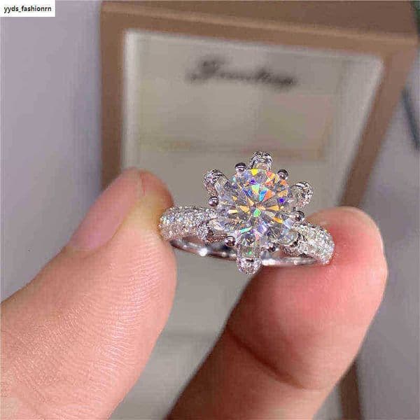 Custom Name Certified 5 Carat Diamond Engagement Ring Women 14K White Gold Sterling Silver Bridal Moissanite Rings Wedding Band X220214