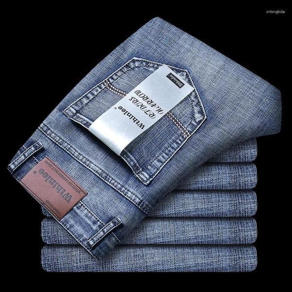 Designer For Men, Stretch Straight Leg Denim Trousers, Mens Work Trouser, Business Casual Classic Blue Black Jeans for Men