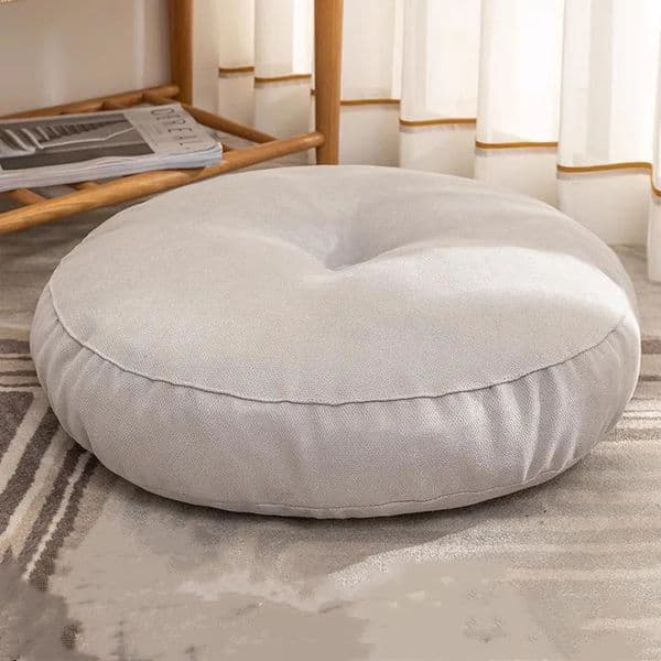 Grey Cream Big Floor Seat Cushion Cotton Linen Chair Cushions Meditation Yoga Pouf Thickened Round Pad for Adults Seating Pillow 250226