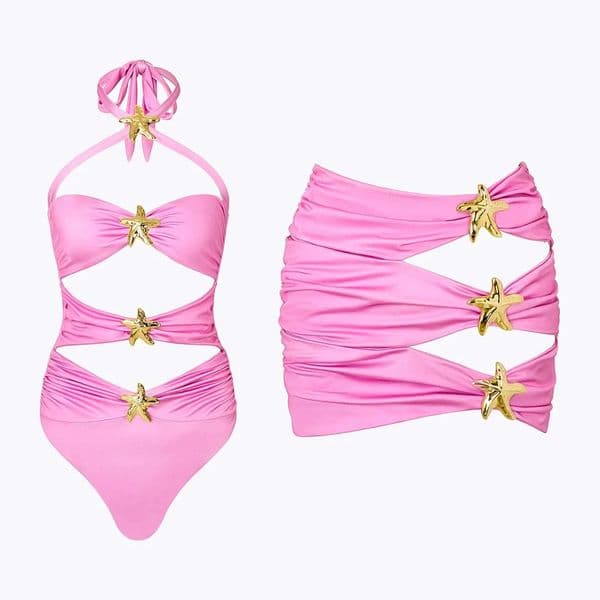 Sexy Hollow Out Women Two Piece Swimsuit Female Swimwear Starfinsh Monokini Swimming Suit Beachwear Bathing Suit 250225
