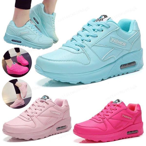 Women Fashion Sneakers Air Cushion Sports Shoes Pu Leather Blue Shoes White Pink Outdoor Walking Jogging Shoes Female Trainers Z250227