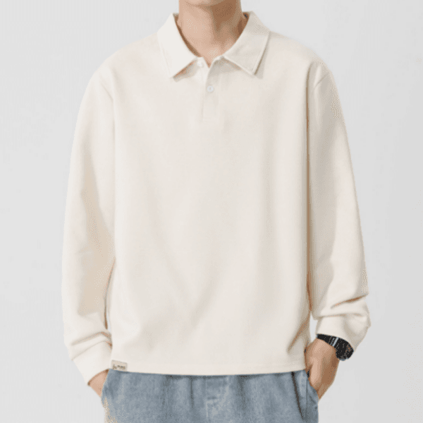 186 Men Long-sleeved Autumn and Winter Heavy Loose Solid Color Lapel Youth Casual