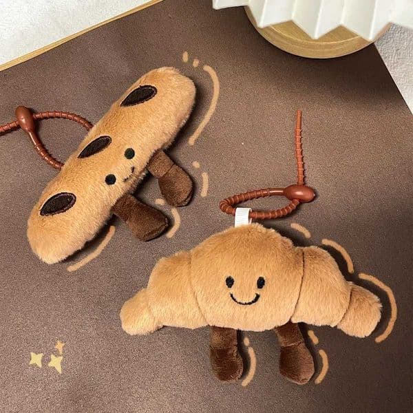 Kaii Croissant Long Bread Series Plush Keychain Cute Decoration Backpack Pendant Plush Toy Doll Keyring Doll Girl Gift Z250227