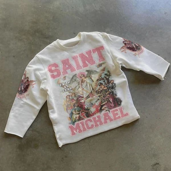 Classic Character Printed Tshirt Pure Cotton Oversized Longsleeved Shirt Retro Street Casual Gothic Lovers 250226