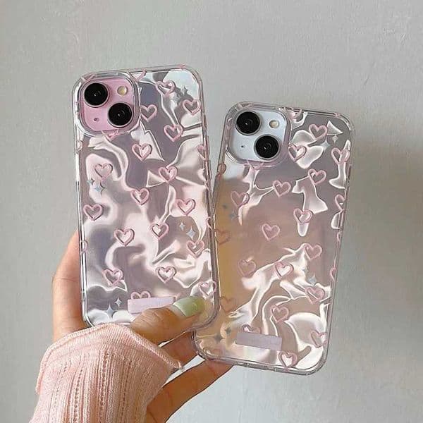 Pink Color Water Ripple Love Heart Cover Phone Case For iPhone 15 Promax 11 12 13 14 15 16 Phone Cover Protective Cover Z250227