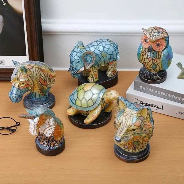 New Arrival 3D Animal Series Desk Lamp Decorative Night Stand Light Colorful Vintage Stained Glass Elephant Owl Cat Style Table Lamp Z250227