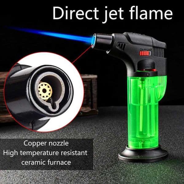 Windproof metal gas torch lamp portable cigar lamp electric turbine inflatable butane jet flame lamp kitchen barbecue ignition W250227