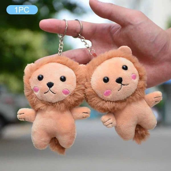 Lovely Lion Plush Toy Animal Stuffed Doll Keychain Plusies Toys Cute Backpack Pendant Key Holder For Children Gifts Z250227