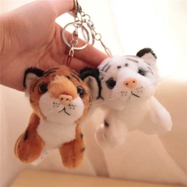 Plush keyring stuffed animal tiger toy soft animal keyring childrens bag wallet hanging decoration Z250227