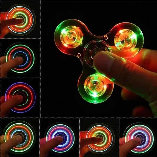 Crystal Luminous LED Light Fidget Spinner Hand Top Spinners Glow in Dark EDC Stress Relief Toys Kinetic Gyroscope for Children aa891