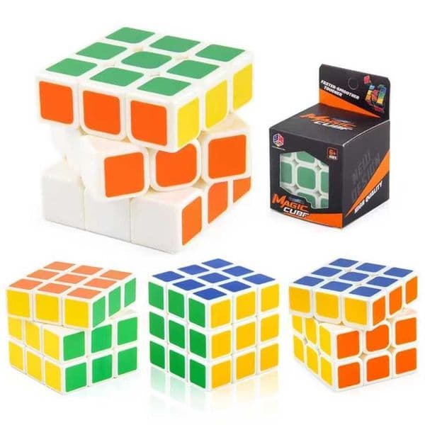 Smooth rotating third-order with spring white background rounded corners regular order puzzle 7cm large Rubiks Cube toy aa891