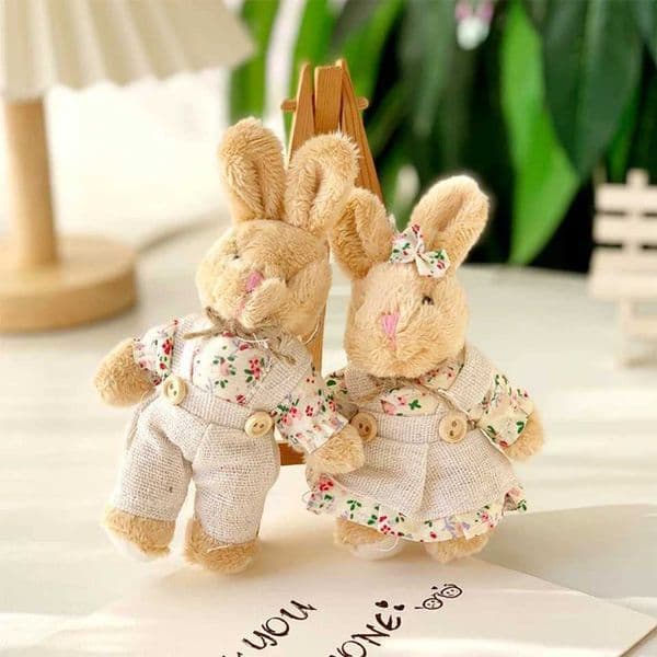 Yupsk Cute Wear Clothes Bear Plush Toy Rabbit Pendant Soft Stuffed Doll Keychain Backpack Car Bag Key Ring Gift Z250227