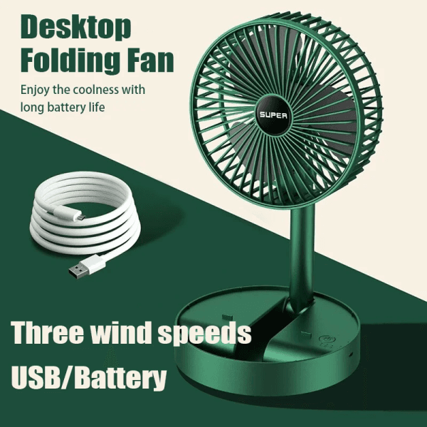 New Adjustable Mini Fan Kipas Small Cooling Handy Desk Home Office Table Battery USB Rechargeable Portable