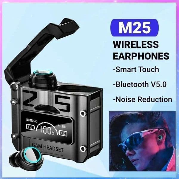 Origina M25 Bluetooth 5.3 Wireless TWS Headphones Slide HD Call Headset with Microphone Music Sports Noise Canceg Earphone