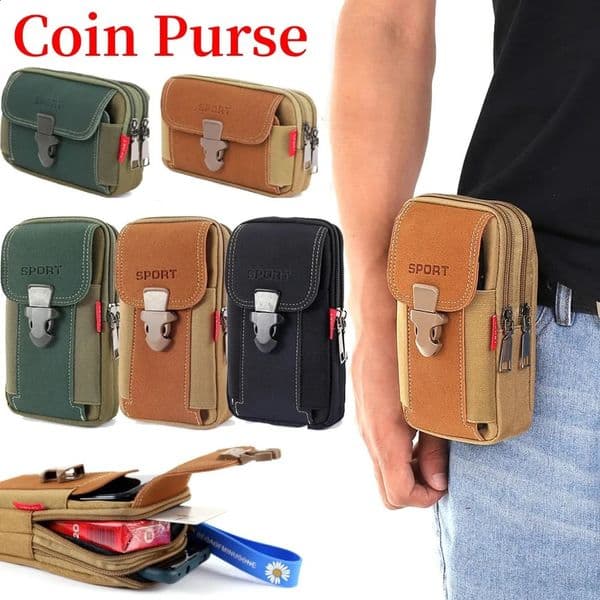 Ship from US Men Tactical Molle Pouch Belt Waist Pack Bag Small Pocket Running Travel Camping Soft Back Outdoor 250228FBB