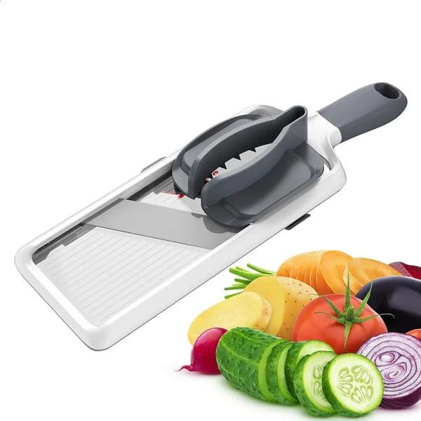 Multi Slicer Veggie Chopper with Adjustable Stainless Steel Blades 3 Sizes for Fruit Slicing Kitchen Easy Clean 250224BJ