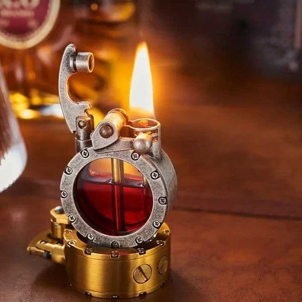 New retro transparent oil tank metal rocker arm Kerosene Personality windproof cigar Lighter mens series gift Y250228 W260202