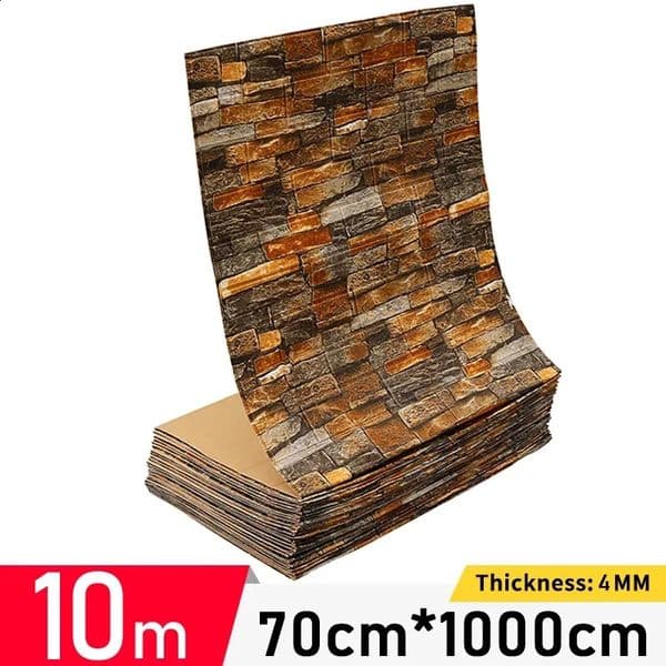 1510mRoll Retro 3D Wall Sticker Brick Plane Furniture Stickers Wallpaper for Living Room Kitchen 250228