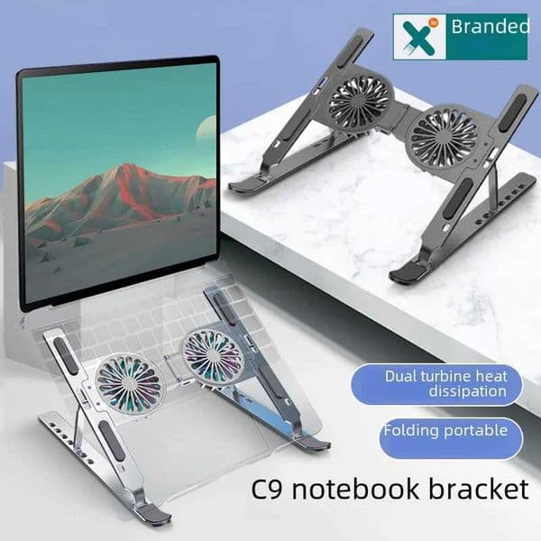 Aluminum Alloy Laptop Stand C9 Foldable Fan Computer port Notebook Stand Heat Dissipation Enhanced Notebook ComputerXJ220228